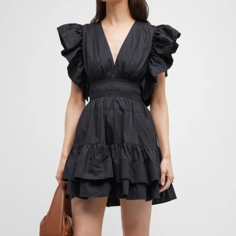 Ulla Johnson Black Ruffle Mini Dress